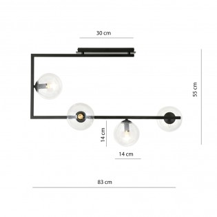 Plafonnier Ventara Transparent (4 lumieres)