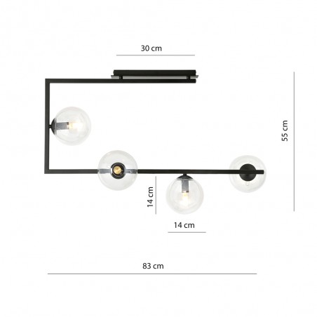 Plafonnier Ventara Transparent (4 lumieres)