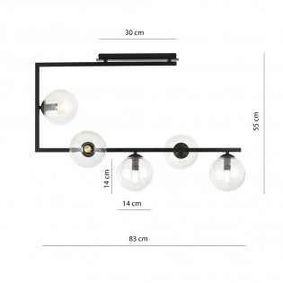 Plafonnier Ventara Transparent (5 lumieres)