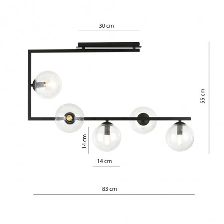 Plafonnier Ventara Transparent (5 lumieres)