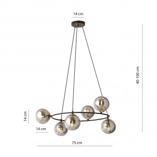Lampe de plafond Laster Graphite (6 lumieres)