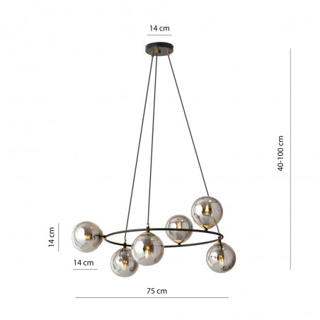 Lampe de plafond Laster Graphite (6 lumieres)