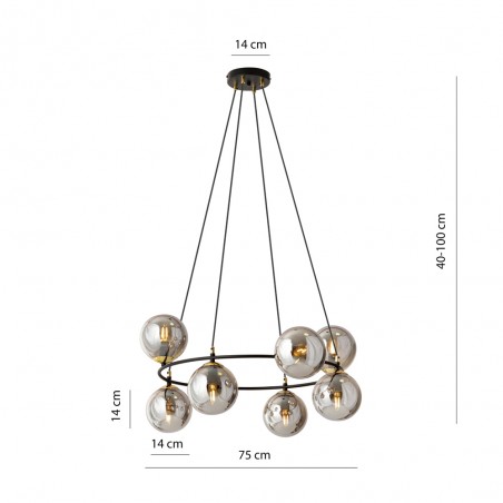 Lampe de plafond Laster Graphite (7 lumieres)