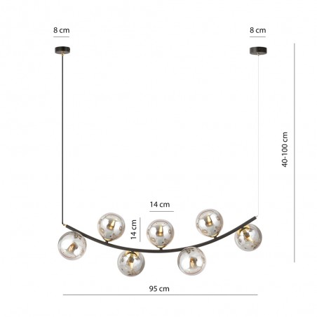 Lampe de plafond Irenzo Graphite (7 lumières)