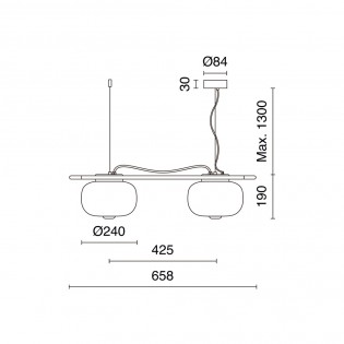 Lampe de plafond LED Krista Fumee (2x19W)