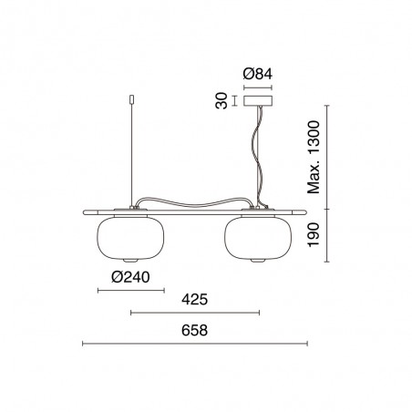 Lampe de plafond LED Krista Fumee (2x19W)
