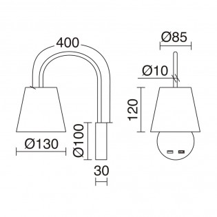 Applique avec interrupteur et USB Montecarlo