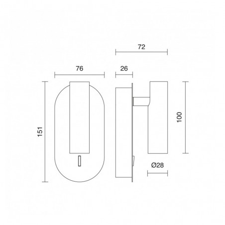 Applique LED avec interrupteur Dirk II (3W)