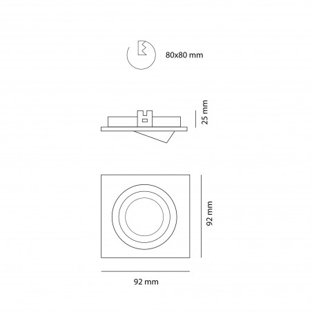Encastré LED CLASSIC carré aluminium blanc (8W)