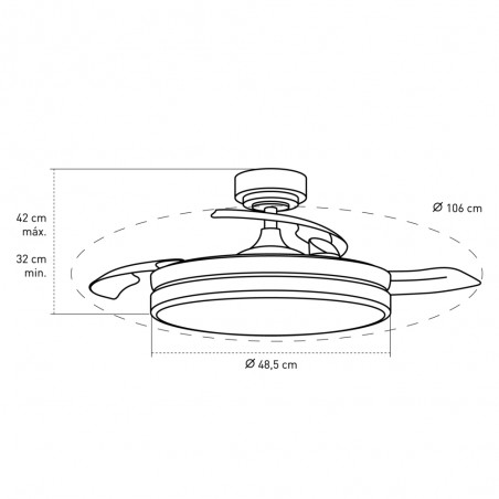 Ventilateur à LED avec pales rétractables Oroel Cuir CCT (45W)