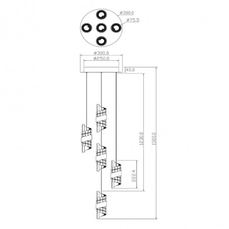 Suspension LED Kligande (5x8W)