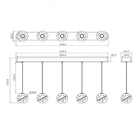 Regletté de plafond LED Dilenko (5x3.5W)