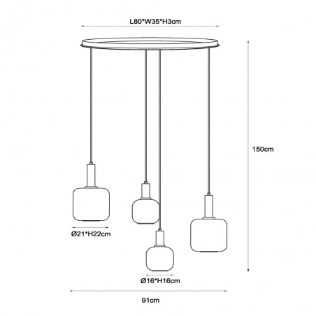 Lampe de suspension Eloise (4 lumieres)