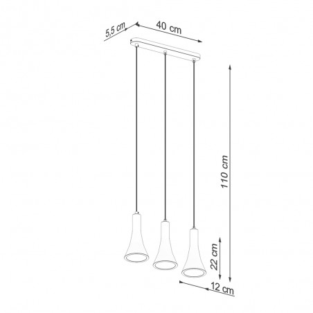 Lámpe a suspension Rea (3 Lumieres)