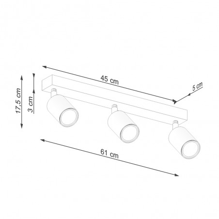 Réglette de plafond Verdo (3 Lumieres)