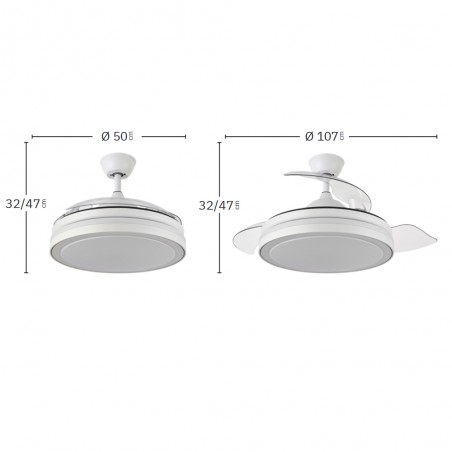 Ventilateur LED avec pales rétractables Esparta Plus CCT (72W)