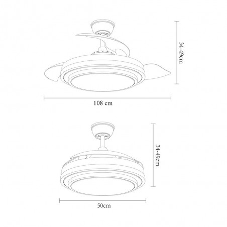 Ventilateur LED pales rétractables Ibe CCT (72W)