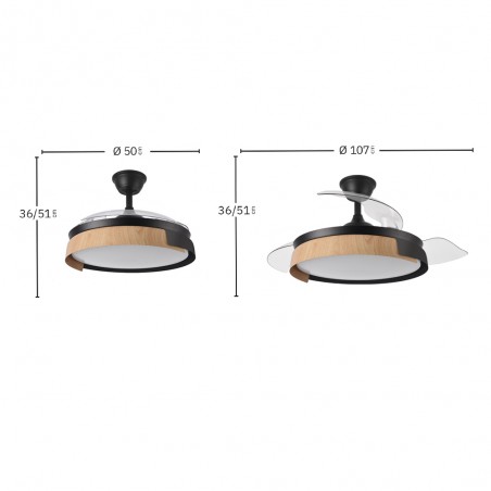 Ventilateur LED pales rétractables Provenza CCT (72W)