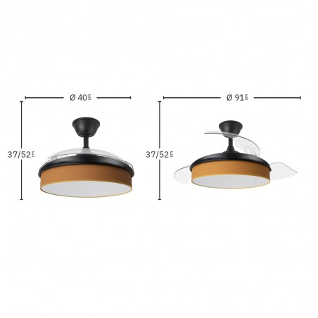 Ventilateur LED pales rétractables Moda Jaune Mini (72W)