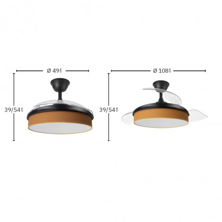 Ventilateur LED pales rétractables Moda Orange (72W)