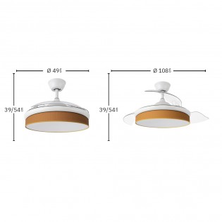 Ventilateur LED pales rétractables Moda Yaune (72W)