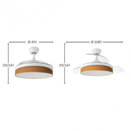 Ventilateur LED pales rétractables Moda Yaune (72W)
