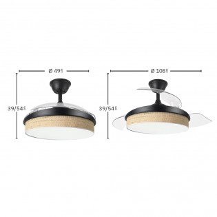 Ventilateur LED pales rétractables Moda Cañizo Claro (72W)