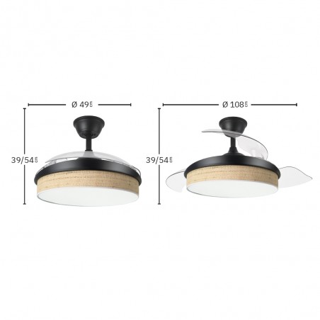 Ventilateur LED pales rétractables Moda Cañizo Claro (72W)