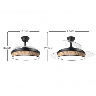 Ventilateur LED pales rétractables Moda Cañizo Oscuro (72W)