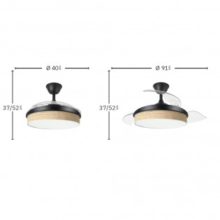 Ventilateur LED pales rétractables Moda Mini Cañizo Claro (72W)