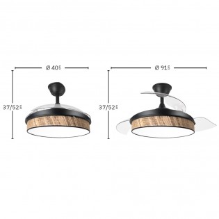 Ventilateur LED pales rétractables Moda Mini Cañizo Oscuro (72W)