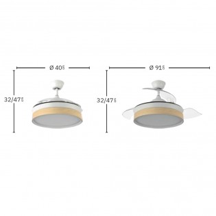 Ventilateur LED pales rétractables Iglu Mini CCT (72W)