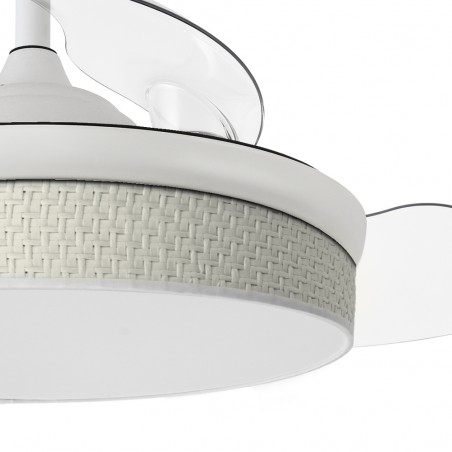 Ventilateur LED pales rétractables Moda Mini Cañizo Blanc (72W)