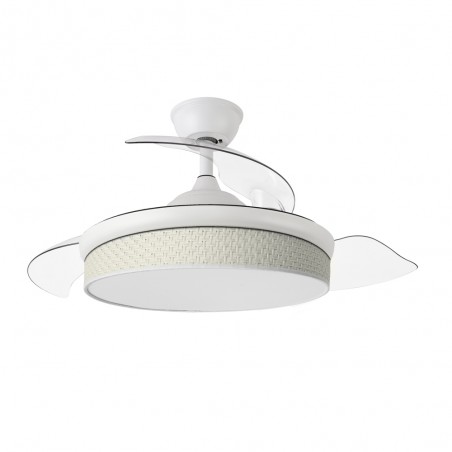 Ventilateur LED pales rétractables Moda Mini Cañizo Blanc (72W)