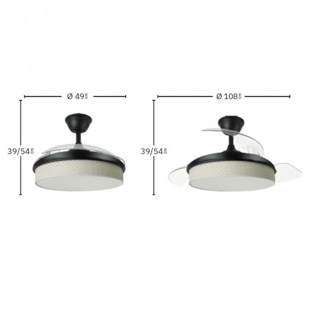 Ventilateur LED pales rétractables Moda Cañizo Blanc (72W)