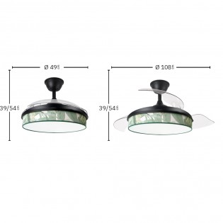 Ventilateur LED pales rétractables Moda Hoja Verde (72W)