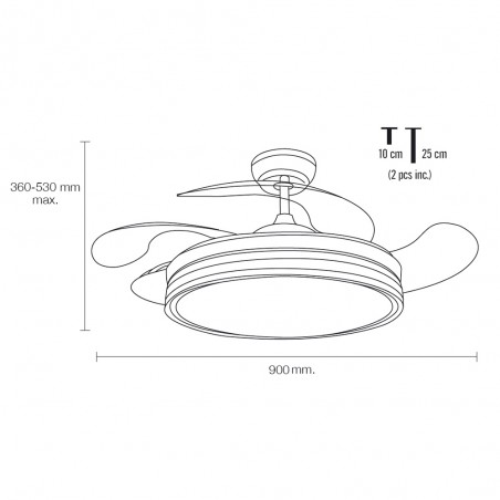 Ventilateur LED pales pliables Calima Mini CCT (36W)