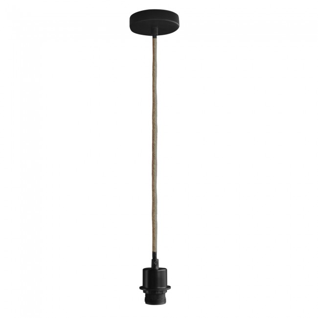 Support lampe de plafond E27 noir effet corde