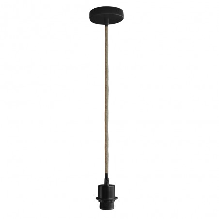 Support lampe de plafond E27 noir effet corde