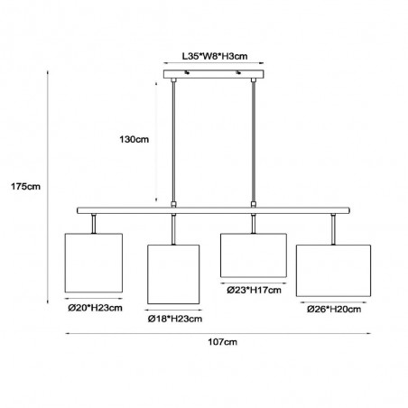 Lampe de suspension Maya (4 lumieres)