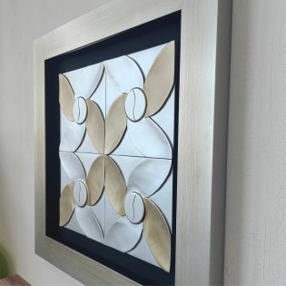 Tableau avec bois sculpté en 3D I (90x90cm.)