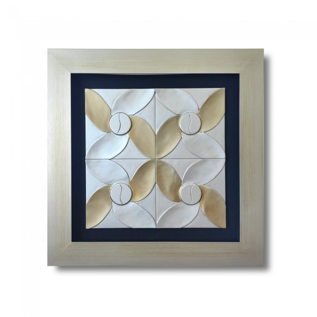 Tableau avec bois sculpté en 3D I (90x90cm.)
