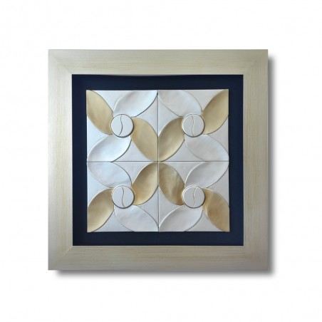 Tableau avec bois sculpté en 3D I (90x90cm.)