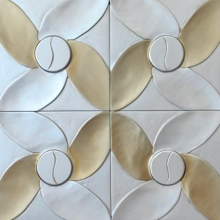 Tableau avec bois sculpté en 3D I (90x90cm.)