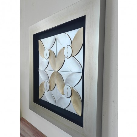 Tableau avec bois sculpté en 3D I (90x90cm.)