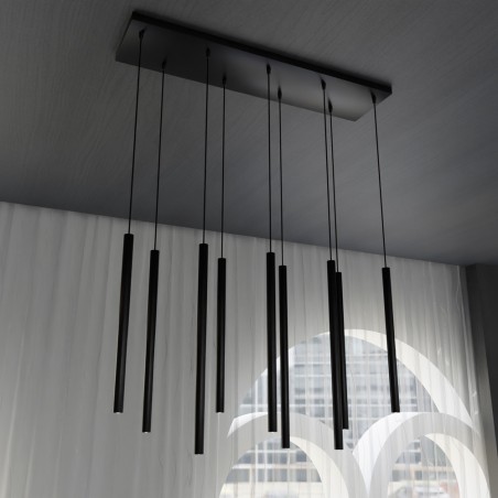 Regletté de plafond Tizo Noir (9 lumieres)