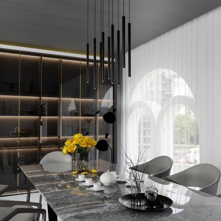 Regletté de plafond Tizo Noir (9 lumieres)