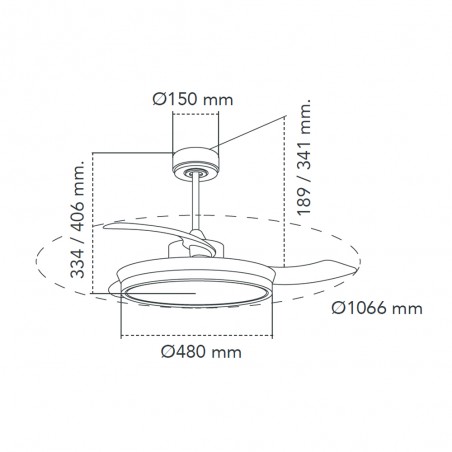 Ventilateur avec pales pliables LED Areca (45W)