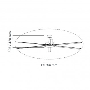 Ventilateur de plafond LED BigBen 180cm. CCT Dim (20W)