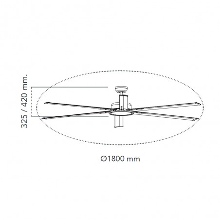 Ventilateur de plafond LED BigBen 180cm. CCT Dim (20W)